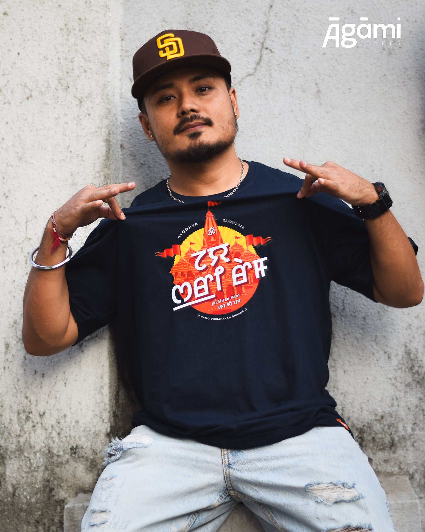 Jai Shree Ram Tshirt - Meitei Mayek | Navy Blue