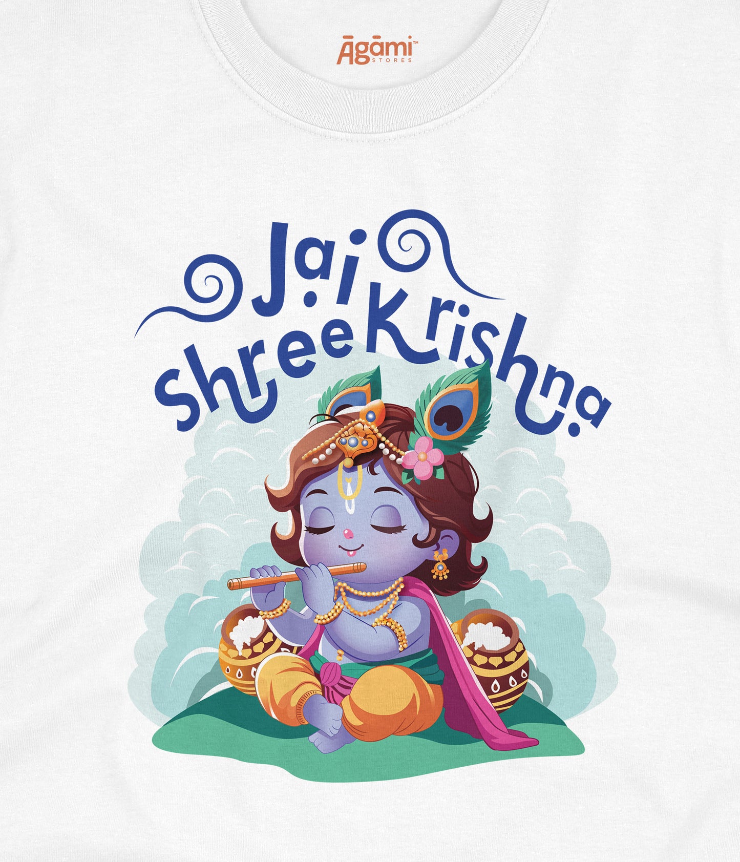 Jai Shree Krishna Kids Tshirt | White