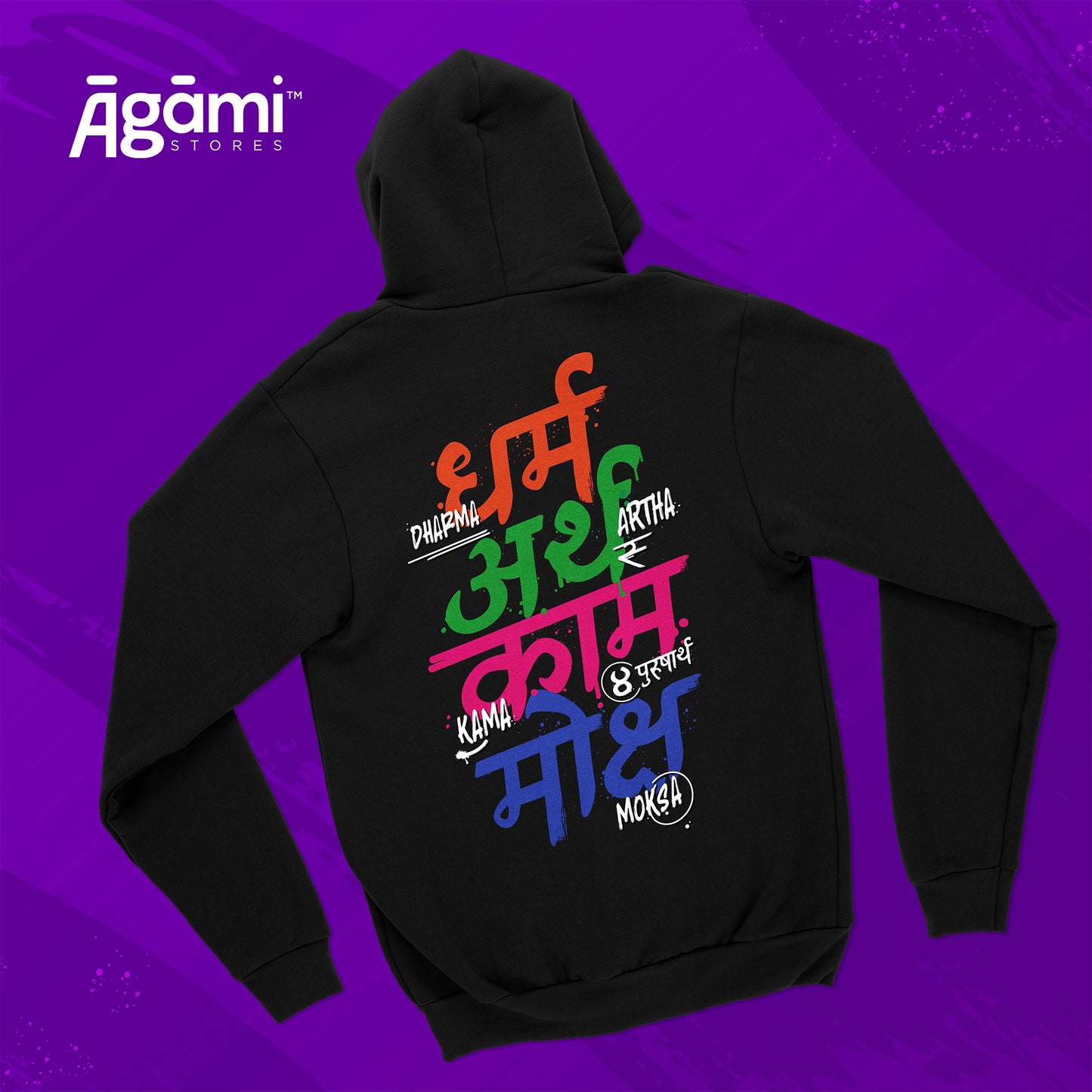 Dharma Artha Kama Moksa Hoodie - Black | Regular Fit