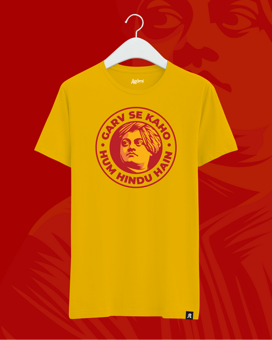 Garv Se Kaho Hum Hindu Hai Tshirt - Yellow | Regular Fit