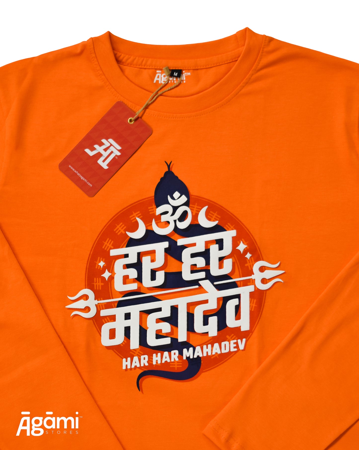 Har Har Mahadev Full Sleeves Tshirt - Orange | Regular Fit