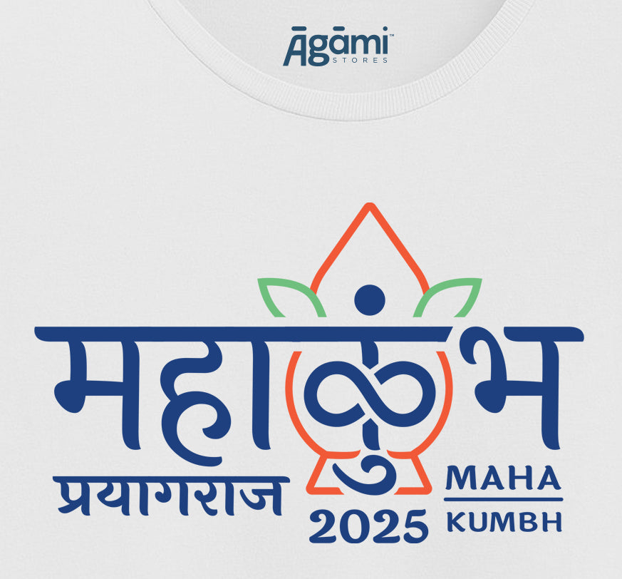 Mahakumbh Logo 2025 - White Tshirt | Regular Fit