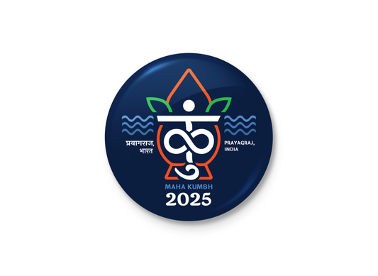 Mahakumbh 2025 Logo Pin Badge + Magnet