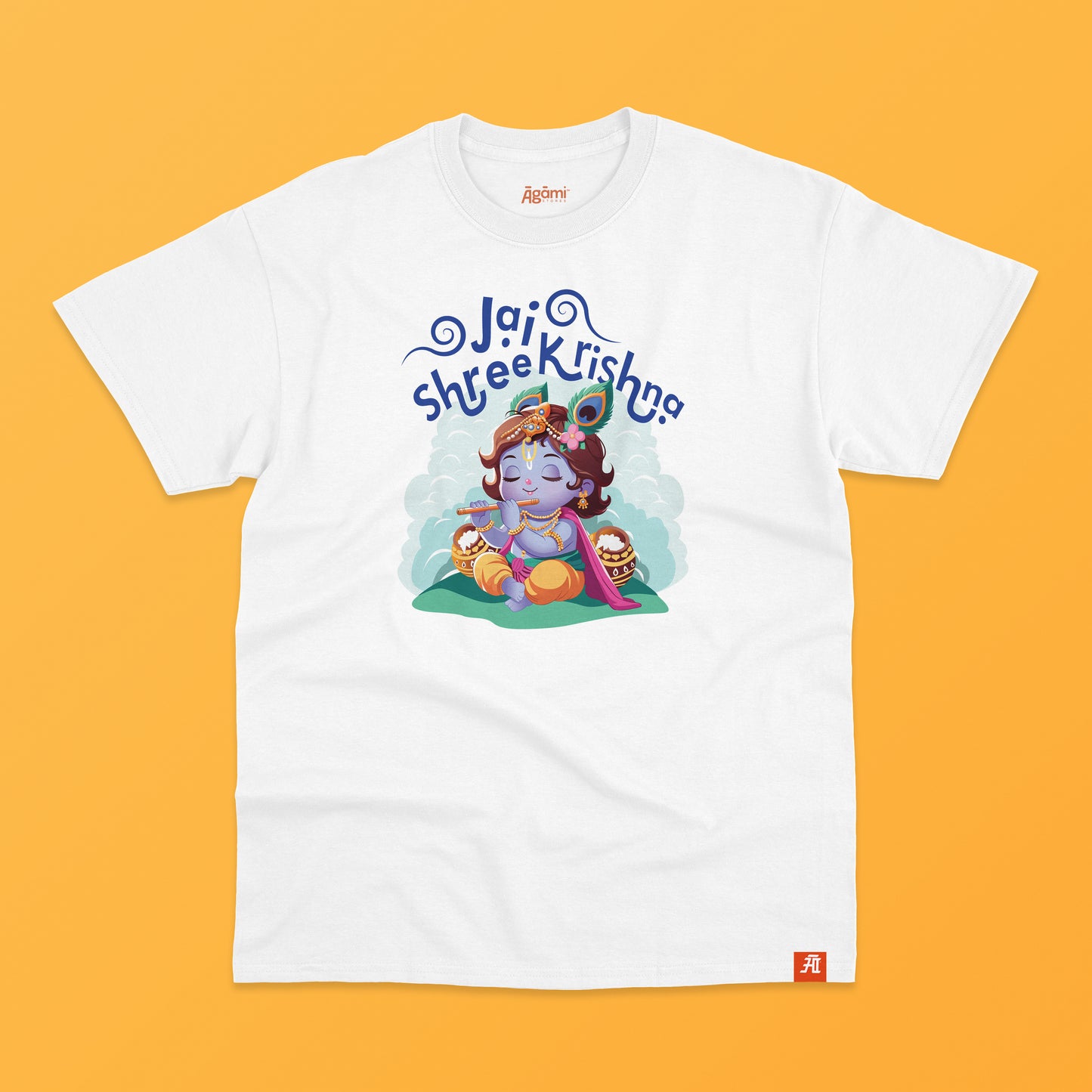 Jai Shree Krishna Kids Tshirt | White