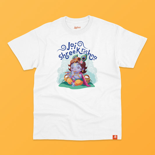 Jai Shree Krishna Kids Tshirt | White